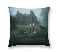 Gothic Mystery The Foggy Castle Double-Sided Pillowcase | Short Plush Ultra Soft Cozy Decorative Throw Pillow Cover | Style 18x18in(45x45cm) | for Sofa, Bedroom & Living Room