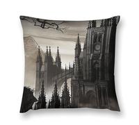Gothic Mystery The Foggy Castle Double-Sided Pillowcase | Short Plush Ultra Soft Cozy Decorative Throw Pillow Cover | Style 24x24in(60x60cm) | for Sofa, Bedroom & Living Room