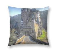Gothic Mystery The Foggy Castle Double-Sided Pillowcase | Short Plush Ultra Soft Cozy Decorative Throw Pillow Cover | Style 22x22in(55x55cm) | for Sofa, Bedroom & Living Room
