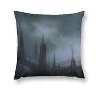 Gothic Mystery The Foggy Castle Double-Sided Pillowcase | Short Plush Ultra Soft Cozy Decorative Throw Pillow Cover | Style 12x12in(30x30cm) | for Sofa, Bedroom & Living Room