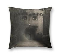 Gothic Mystery The Foggy Castle Double-Sided Pillowcase | Short Plush Ultra Soft Cozy Decorative Throw Pillow Cover | Style 16x16in(40x40cm) | for Sofa, Bedroom & Living Room