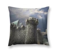 Gothic Mystery The Foggy Castle Double-Sided Pillowcase | Short Plush Ultra Soft Cozy Decorative Throw Pillow Cover | Style 20x20in(50x50cm) | for Sofa, Bedroom & Living Room
