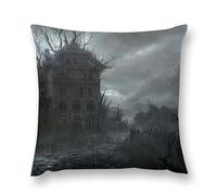 Gothic Mystery The Foggy Castle Double-Sided Pillowcase | Short Plush Ultra Soft Cozy Decorative Throw Pillow Cover | Style 12x12in(30x30cm) | for Sofa, Bedroom & Living Room