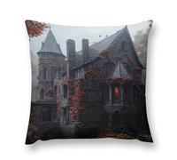 Gothic Mystery The Foggy Castle Double-Sided Pillowcase | Short Plush Ultra Soft Cozy Decorative Throw Pillow Cover | Style 16x16in(40x40cm) | for Sofa, Bedroom & Living Room