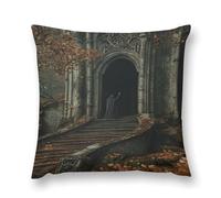 Gothic Mystery The Foggy Castle Double-Sided Pillowcase | Short Plush Ultra Soft Cozy Decorative Throw Pillow Cover | Style 12x12in(30x30cm) | for Sofa, Bedroom & Living Room