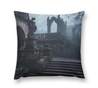 Gothic Mystery The Foggy Castle Double-Sided Pillowcase | Short Plush Ultra Soft Cozy Decorative Throw Pillow Cover | Style 20x20in(50x50cm) | for Sofa, Bedroom & Living Room