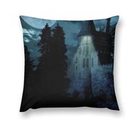 Gothic Mystery The Foggy Castle Double-Sided Pillowcase | Short Plush Ultra Soft Cozy Decorative Throw Pillow Cover | Style 12x12in(30x30cm) | for Sofa, Bedroom & Living Room
