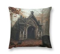 Gothic Mystery The Foggy Castle Double-Sided Pillowcase | Short Plush Ultra Soft Cozy Decorative Throw Pillow Cover | Style 12x12in(30x30cm) | for Sofa, Bedroom & Living Room