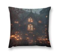 Gothic Mystery The Foggy Castle Double-Sided Pillowcase | Short Plush Ultra Soft Cozy Decorative Throw Pillow Cover | Style 12x12in(30x30cm) | for Sofa, Bedroom & Living Room