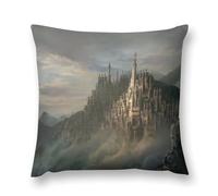 Gothic Mystery The Foggy Castle Double-Sided Pillowcase | Short Plush Ultra Soft Cozy Decorative Throw Pillow Cover | Style 12x12in(30x30cm) | for Sofa, Bedroom & Living Room