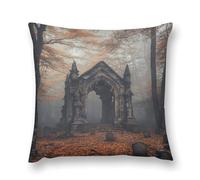 Gothic Mystery The Foggy Castle Double-Sided Pillowcase | Short Plush Ultra Soft Cozy Decorative Throw Pillow Cover | Style 12x12in(30x30cm) | for Sofa, Bedroom & Living Room