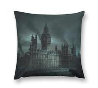 Gothic Mystery The Foggy Castle Double-Sided Pillowcase | Short Plush Ultra Soft Cozy Decorative Throw Pillow Cover | Style 24x24in(60x60cm) | for Sofa, Bedroom & Living Room