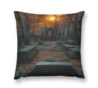 Gothic Mystery The Foggy Castle Double-Sided Pillowcase | Short Plush Ultra Soft Cozy Decorative Throw Pillow Cover | Style 16x16in(40x40cm) | for Sofa, Bedroom & Living Room