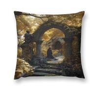 Gothic Mystery The Foggy Castle Double-Sided Pillowcase | Short Plush Ultra Soft Cozy Decorative Throw Pillow Cover | Style 12x12in(30x30cm) | for Sofa, Bedroom & Living Room