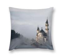 Gothic Mystery The Foggy Castle Double-Sided Pillowcase | Short Plush Ultra Soft Cozy Decorative Throw Pillow Cover | Style 12x12in(30x30cm) | for Sofa, Bedroom & Living Room