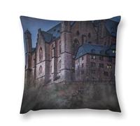 Gothic Mystery The Foggy Castle Double-Sided Pillowcase | Short Plush Ultra Soft Cozy Decorative Throw Pillow Cover | Style 18x18in(45x45cm) | for Sofa, Bedroom & Living Room