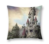 Gothic Mystery The Foggy Castle Double-Sided Pillowcase | Short Plush Ultra Soft Cozy Decorative Throw Pillow Cover | Style 12x12in(30x30cm) | for Sofa, Bedroom & Living Room