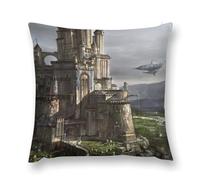 Gothic Mystery The Foggy Castle Double-Sided Pillowcase | Short Plush Ultra Soft Cozy Decorative Throw Pillow Cover | Style 12x12in(30x30cm) | for Sofa, Bedroom & Living Room