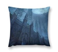 Gothic Mystery The Foggy Castle Double-Sided Pillowcase | Short Plush Ultra Soft Cozy Decorative Throw Pillow Cover | Style 12x12in(30x30cm) | for Sofa, Bedroom & Living Room