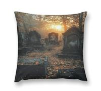Gothic Mystery The Foggy Castle Double-Sided Pillowcase | Short Plush Ultra Soft Cozy Decorative Throw Pillow Cover | Style 18x18in(45x45cm) | for Sofa, Bedroom & Living Room