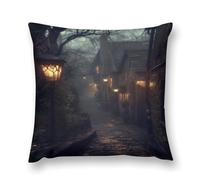 Gothic Mystery The Foggy Castle Double-Sided Pillowcase | Short Plush Ultra Soft Cozy Decorative Throw Pillow Cover | Style 12x12in(30x30cm) | for Sofa, Bedroom & Living Room