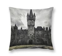 Gothic Mystery The Foggy Castle Double-Sided Pillowcase | Short Plush Ultra Soft Cozy Decorative Throw Pillow Cover | Style 12x12in(30x30cm) | for Sofa, Bedroom & Living Room