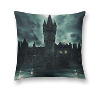 Gothic Mystery The Foggy Castle Double-Sided Pillowcase | Short Plush Ultra Soft Cozy Decorative Throw Pillow Cover | Style 16x16in(40x40cm) | for Sofa, Bedroom & Living Room