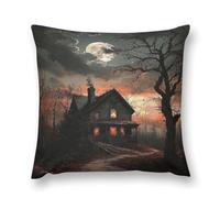 Gothic Mystery The Foggy Castle Double-Sided Pillowcase | Short Plush Ultra Soft Cozy Decorative Throw Pillow Cover | Style 18x18in(45x45cm) | for Sofa, Bedroom & Living Room