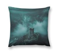 Gothic Mystery The Foggy Castle Double-Sided Pillowcase | Short Plush Ultra Soft Cozy Decorative Throw Pillow Cover | Style 24x24in(60x60cm) | for Sofa, Bedroom & Living Room