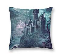 Gothic Mystery The Foggy Castle Double-Sided Pillowcase | Short Plush Ultra Soft Cozy Decorative Throw Pillow Cover | Style 12x12in(30x30cm) | for Sofa, Bedroom & Living Room