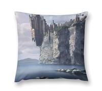 Gothic Mystery The Foggy Castle Double-Sided Pillowcase | Short Plush Ultra Soft Cozy Decorative Throw Pillow Cover | Style 12x12in(30x30cm) | for Sofa, Bedroom & Living Room