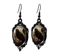 Gothic Mystery Witch Cameo Earrings,Vintage Crystal Glass Witch Dangle Earring Punk Style Mystery Earrings Goth Victorian Earring Halloween Jewelry for Women, L, Zinc, alloy
