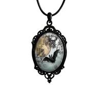 Gothic Necklace for Men Women,Raven Cross Glass Necklaces Bat Pendant Necklace Vintage Gothic Rope Chain Crow Bat Choker Victorian Cemetery Guest Necklaces Halloween Christmas Birthday Jewelry, L