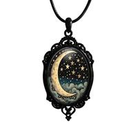 Gothic Necklace for Men Women,Raven Cross Glass Necklaces Bat Pendant Necklace Vintage Gothic Rope Chain Crow Bat Choker Victorian Cemetery Guest Necklaces Halloween Christmas Birthday Jewelry, L