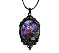 Gothic Necklace for Men Women,Raven Cross Glass Necklaces Bat Pendant Necklace Vintage Gothic Rope Chain Crow Bat Choker Victorian Cemetery Guest Necklaces Halloween Christmas Birthday Jewelry, L