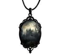 Gothic Necklace for Men Women,Raven Cross Glass Necklaces Bat Pendant Necklace Vintage Gothic Rope Chain Crow Bat Choker Victorian Cemetery Guest Necklaces Halloween Christmas Birthday Jewelry, L