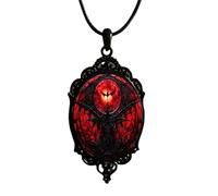 Gothic Necklace for Men Women,Raven Cross Glass Necklaces Bat Pendant Necklace Vintage Gothic Rope Chain Crow Bat Choker Victorian Cemetery Guest Necklaces Halloween Christmas Birthday Jewelry, L