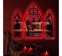 Gothic Neon Sign, Medieval Goth LED Mirror Sign Set, Window Mirror Signs for Wall Decor, Gothic Cathedral Decor, Witch Mirrors 20″ × 11.7″