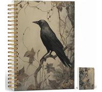 Gothic Notebook Journal for Women - A5 Spiral Notebook with Black Crow Design, Vintage Witchy Journal, Lined Paper, Gothic Office & School Supplies, Unique Gifts for Women Birthday, Christmas