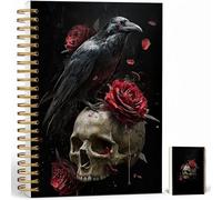 Gothic Notebook Journal for Women - A5 Spiral Notebook with Black Crow, Skull & Red Roses Design, Vintage Witchy Journal, Lined Paper, Gothic Office & School Supplies, Unique Gifts for Women Birthday