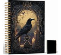 Gothic Notebook Journal for Women - A5 Spiral Notebook with Mysterious Black Crow Design, Vintage Witchy Journal, Lined Paper, Gothic Office & School Supplies, Unique Gifts for Women Birthday