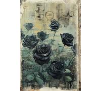 Gothic Notebook: Vintage Style Black Rose Blank Notepad