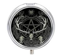Gothic Occult Satan Penta Skull Pill Case Travel Medicine Organizer Box | 3 Compartment Pill Box for Pocket Purse