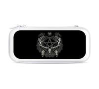 Gothic Occult Satan Penta Symbol Skull Carry Case for Switch Carrying Cover Storage Bag Protective Accessories Travel White-Style