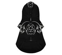 Gothic Occult Satan Penta Symbol Skull Cute Dog Hoodie Print Pet Clothes Pullover Sweater Coat with Hat for Small Dogs Cats M