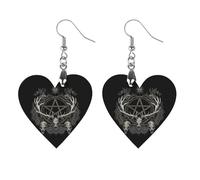 Gothic Occult Satan Penta Symbol Skull Earrings Wooden Dangle Earring Drop Earrings Pendants Craft for Women