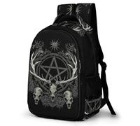 Gothic Occult Satan Penta Symbol Skull Laptop Backpack Durable Casual Daypack Travel Bag Shoulder Rucksack for Women Men