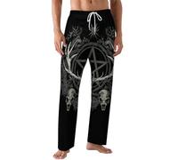 Gothic Occult Satan Penta Symbol Skull Men's Pyjama Bottoms Print Pajama Pants Lounge Pants Pj Bottoms Sleep Pants Sleepwear Trousers L