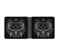 Gothic Occult Satan Penta Symbol Skull Mens Wallet Printed Card Holder Bifold Wallets Purse Coin Pocket
