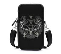 Gothic Occult Satan Penta Symbol Skull Small Crossbody Bag Adjustable Mobile Phone Bags Wallet Pouch Shoulder for Women Men